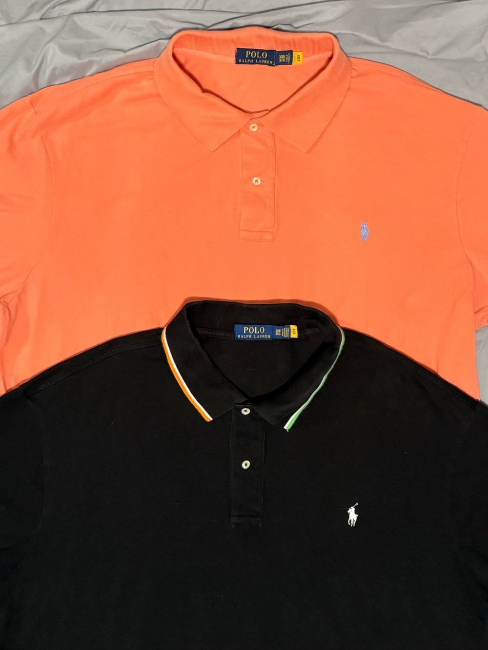 Ralph Lauren Polo Short-Sleeve Shirts in Coral Orange & Black